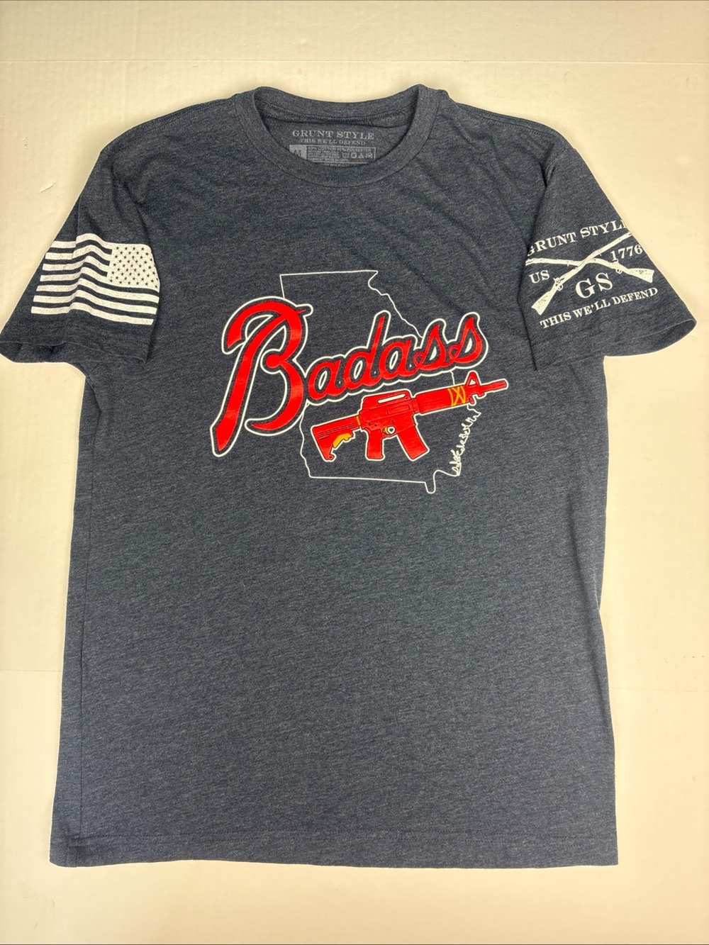 Grunt Style US 1776 Adult Men Medium T-Shirt Blue Badass Georgia 2nd Amendment